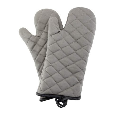 Pair of grey quilted oven gloves